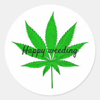 Happy weeding Wedding pun Classic Round Sticker