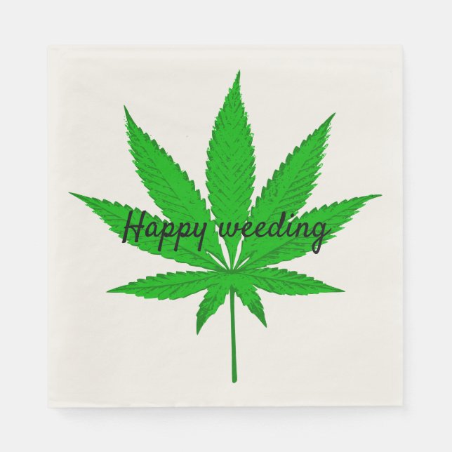 Happy Weeding Wedding Pun Napkins (Front)