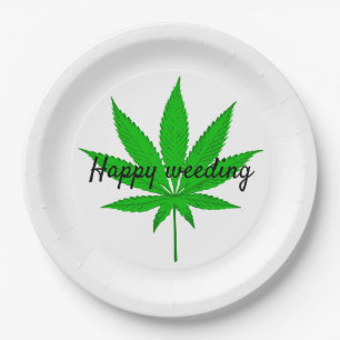 Happy Weeding Wedding Pun Paper Plates