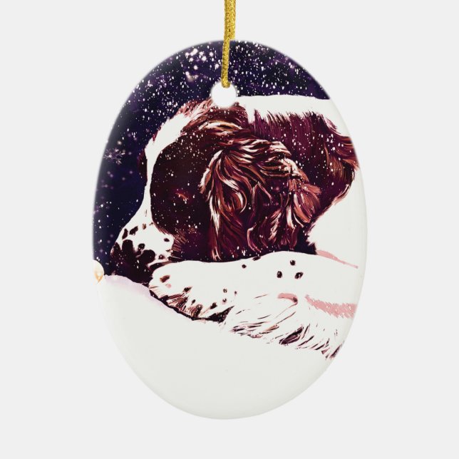 happy Welshie holidays Ceramic Ornament (Front)