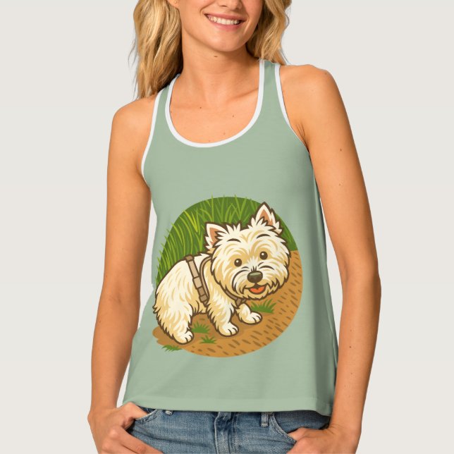 Happy Westie on Nature Trail Tank Top (Front)