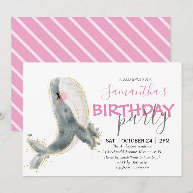 Happy Whale BIRTHDAY Announcement (Front/Back)