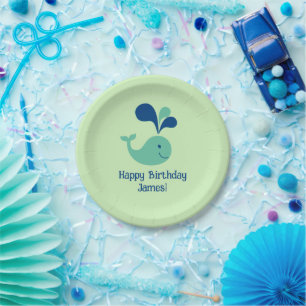 Happy Whale Kids' Birthday Party Paper Plates