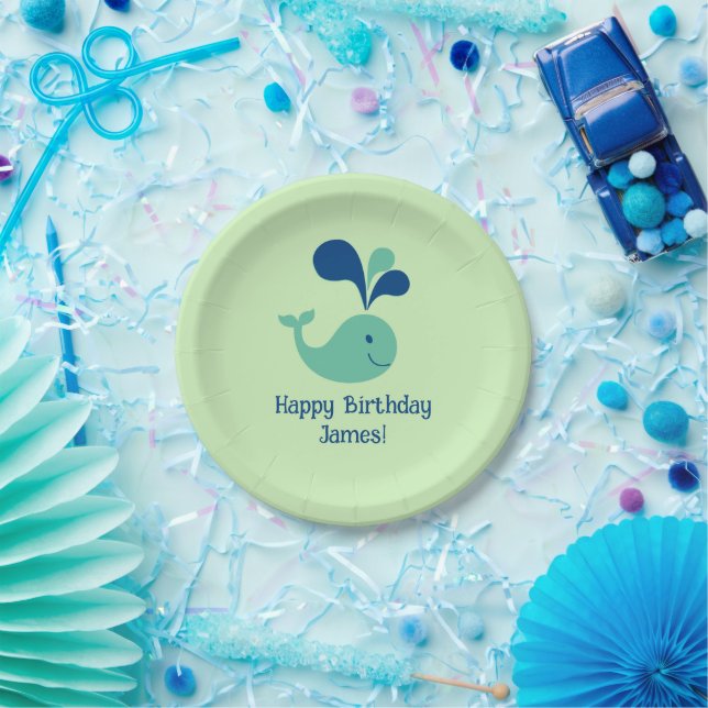 Happy Whale Kids' Birthday Party Paper Plates (Party)