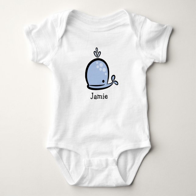 Happy Whale Personalized Baby Bodysuit (Front)