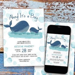 Whale Baby Shower Invitations & Invitation Templates