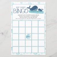 Happy Whales Baby Shower Bingo Game