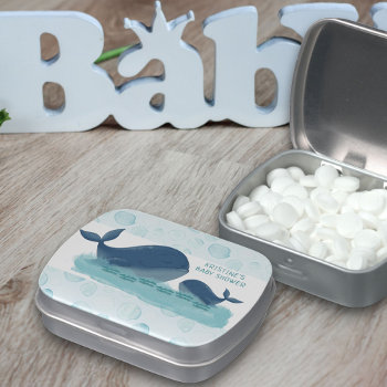 Happy Whales Baby Shower Favors Candy Tin by darlingandmay at Zazzle