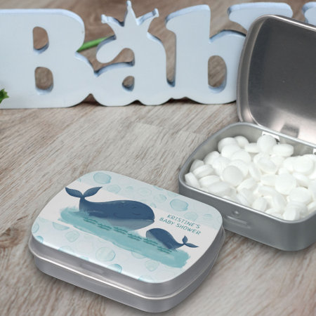 Happy Whales Baby Shower Favors Candy Tin