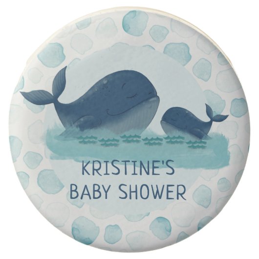 Happy Whales Ocean Themed Baby Shower Chocolate Covered Oreo (Front)