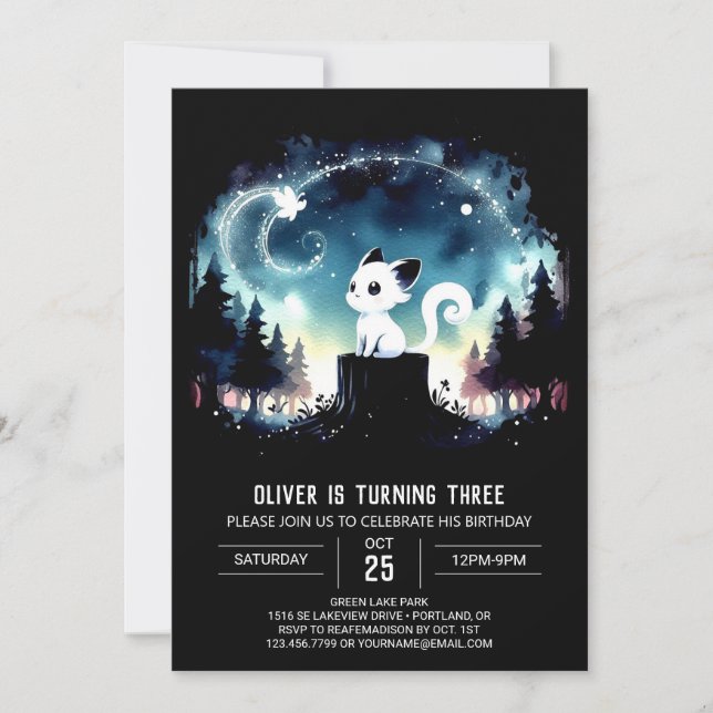 Happy Whimsical Cat Birthday  Invitation (Front)