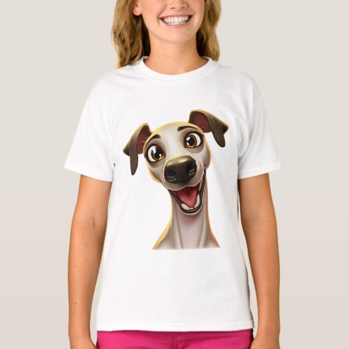 Happy Whippet Cartoon style T_Shirt