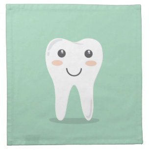 Happy White Kawaii Cartoon Sweet Tooth Character Napkin