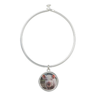 Happy White Pig Tongue Poke, Bangle Bracelet