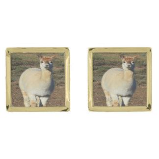 Happy White Woolly Alpaca, Cufflinks