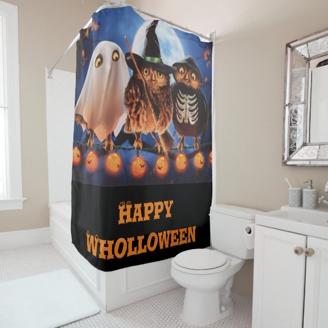 Happy Wholloween Shower Curtain (In Situ)