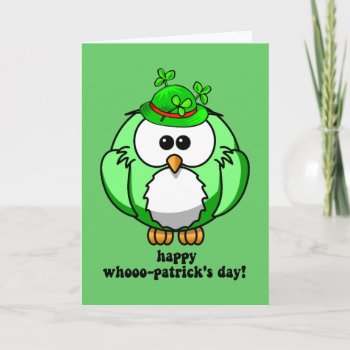 Happy Whooo Patricks Day Card by holidaysboutique at Zazzle