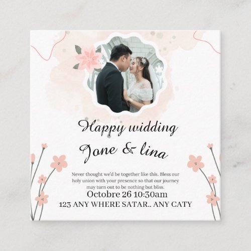 Happy widding square business card