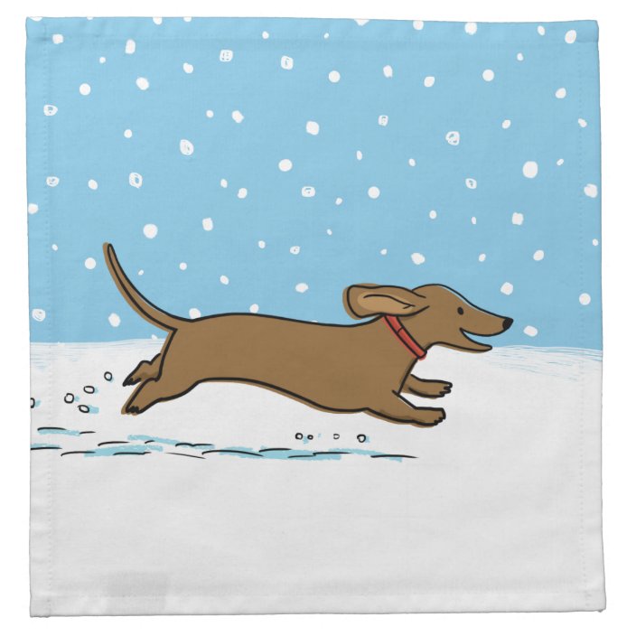 Happy Wiener Dog Dachshund Winter Snow Holiday Napkin