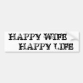 "HAPPY WIFE = HAPPY LIFE" Vinyl Decal Sticker Car Window Bumper Funny Gag Gift 