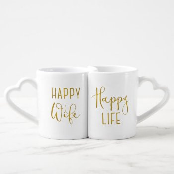 Happy Wife  Happy Life Coffee Mug Set by INAVstudio at Zazzle