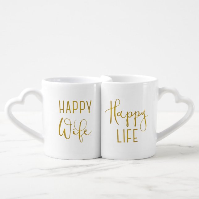 Happy Wife, Happy Life Coffee Mug Set (Front Nesting)
