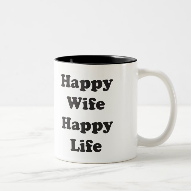 Happy Wife Happy Life Two-Tone Coffee Mug (Right)