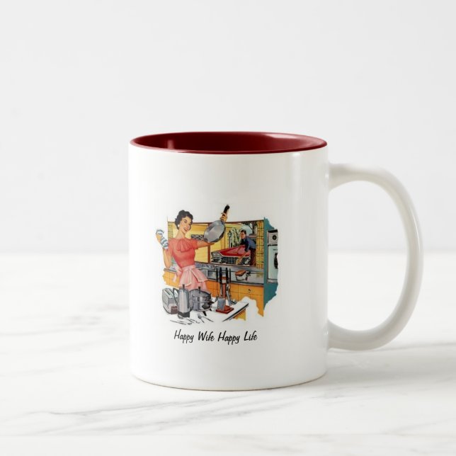 Happy Wife Happy Life Two-Tone Coffee Mug (Right)