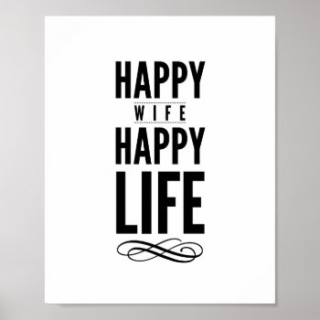 Happy Wife Typographic Quote Print In White by ArtOfInspiration at Zazzle