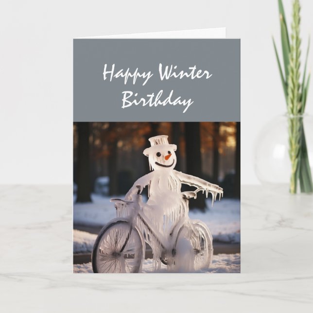 Happy Winter Birthday Humor Funny Snowman Card (Front)