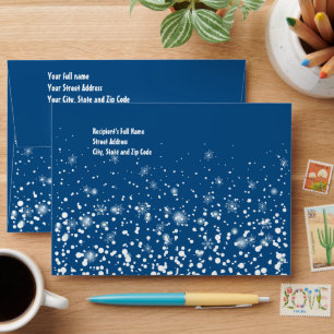 Happy Winter Holiday Snowy Fairy Tale Blue Envelope