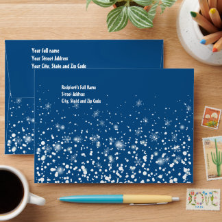 Happy Winter Holiday Snowy Fairy Tale Blue Envelope