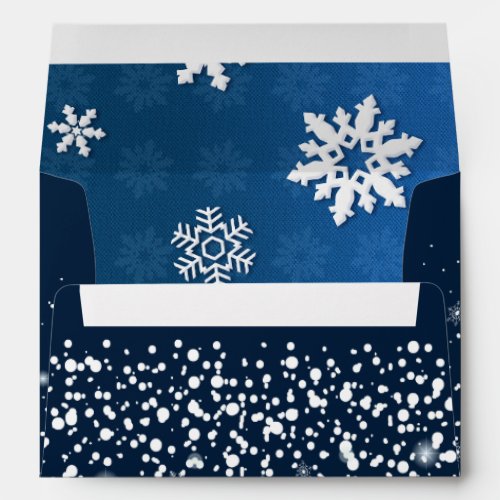 Happy Winter Holiday Snowy Fairy Tale Navy Blue Envelope