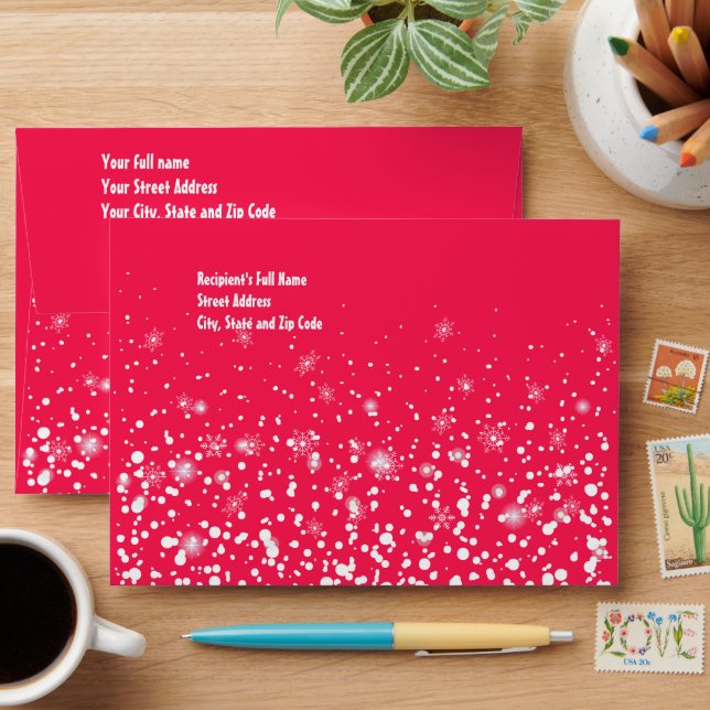 Happy Winter Holiday Snowy Fairy Tale Red Envelope (Desk)