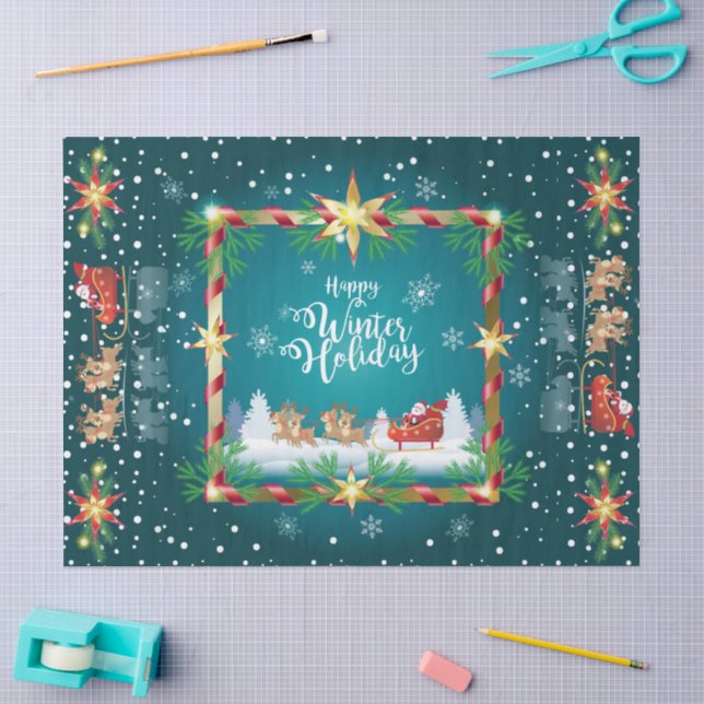Happy Winter Holiday Snowy Fairy Tale with Santa Tissue Paper (Craft)