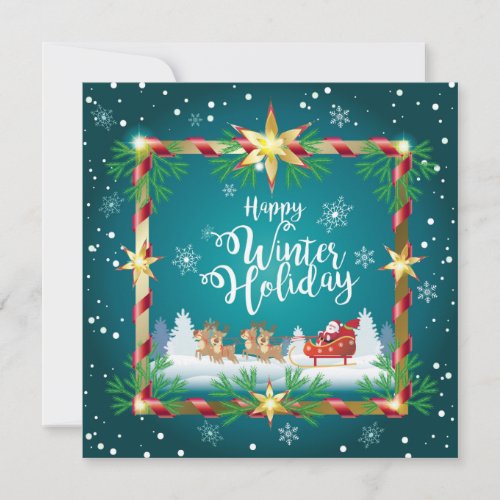 Happy Winter Holiday with Santa Vintage Card