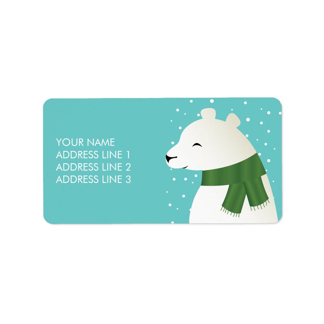 Happy Winter Polar Bear Label | Zazzle