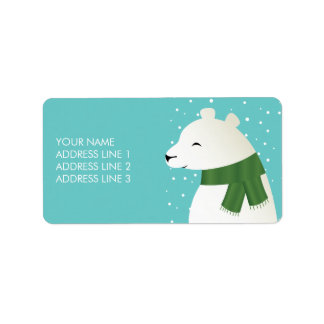 Happy Winter Polar Bear Label
