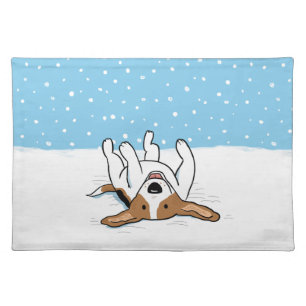 Happy Winter Snow Beagle - Cute Cartoon Dog Cloth Placemat