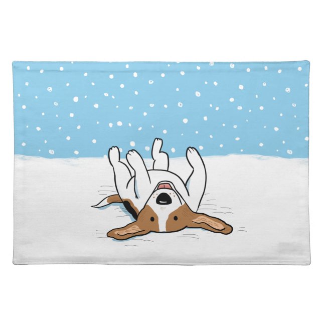Happy Winter Snow Beagle - Cute Cartoon Dog Cloth Placemat (Front)