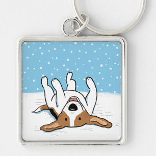 Happy Winter Snow Beagle - Cute Cartoon Dog Keychain