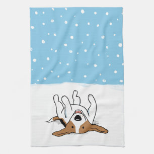 Happy Winter Snow Beagle - Cute Dog Cartoon Towel