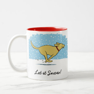 Happy Winter Snow Dog Holiday Cute Custom Two-Tone Coffee Mug