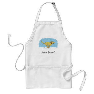 Happy Winter Snow Dog Holiday - Yellow Lab Adult Apron