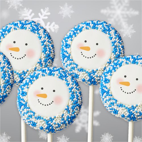 Happy Winter Snowman Face Chocolate Covered Oreo Pop