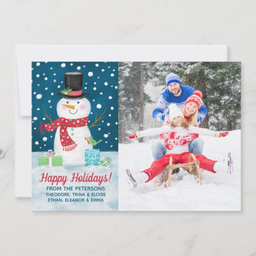 Happy Winter Snowman Photo Christmas Holiday Card