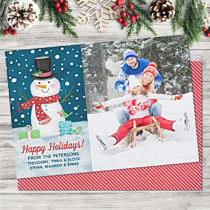 Happy Winter Snowman Photo Christmas Holiday Card