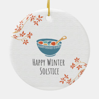Happy Winter Solstice Ceramic Ornament