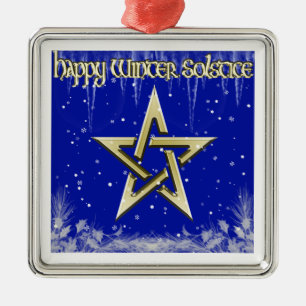 Happy Winter Solstice Metal Ornament