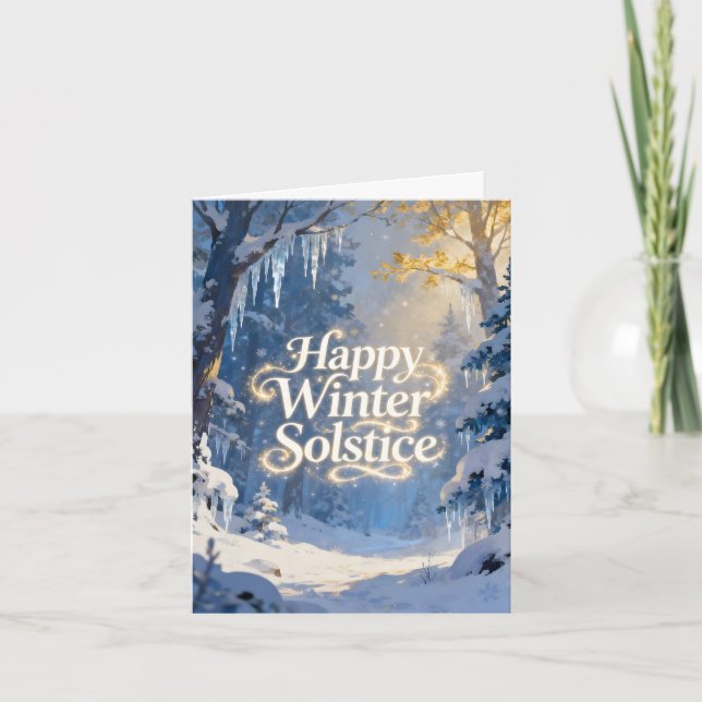 Happy Winter Solstice Scene Holiday Card (Front)